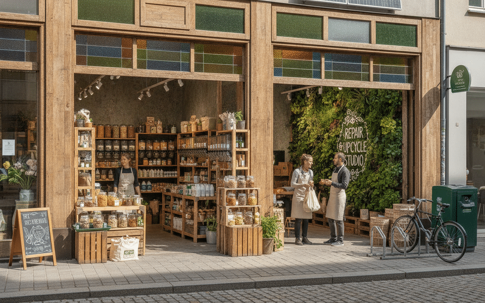 Commerce éco-responsable intégrant l'économie circulaire en centre-ville